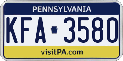 PA license plate KFA3580