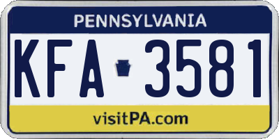 PA license plate KFA3581
