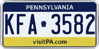 PA license plate KFA3582