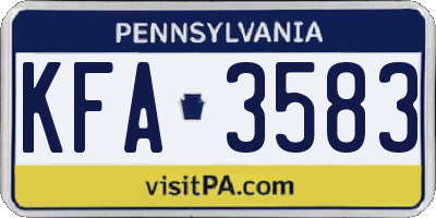 PA license plate KFA3583