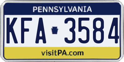 PA license plate KFA3584