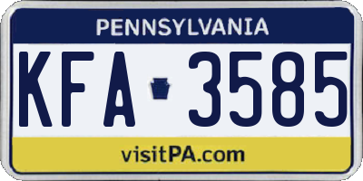 PA license plate KFA3585