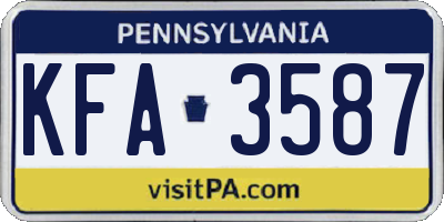 PA license plate KFA3587