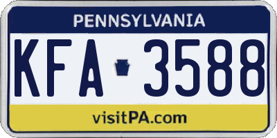 PA license plate KFA3588