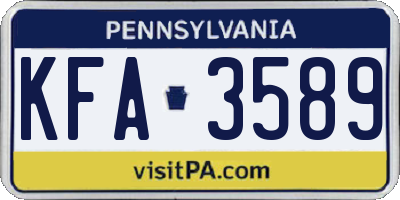 PA license plate KFA3589