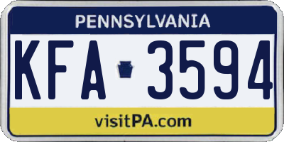 PA license plate KFA3594