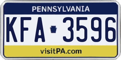 PA license plate KFA3596