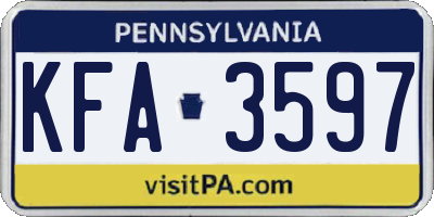 PA license plate KFA3597