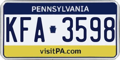 PA license plate KFA3598