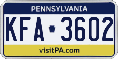 PA license plate KFA3602