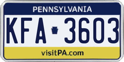 PA license plate KFA3603