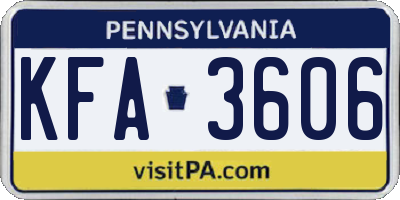 PA license plate KFA3606