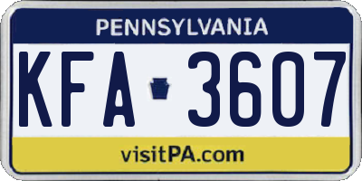 PA license plate KFA3607