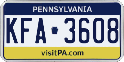 PA license plate KFA3608
