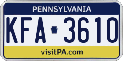 PA license plate KFA3610