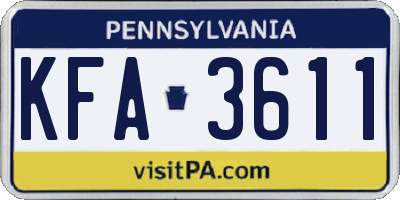 PA license plate KFA3611