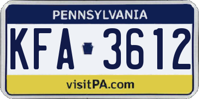 PA license plate KFA3612