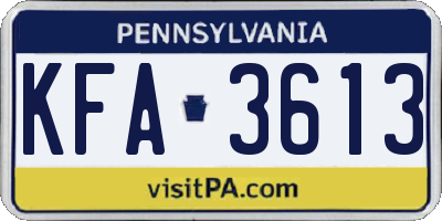 PA license plate KFA3613