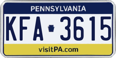PA license plate KFA3615