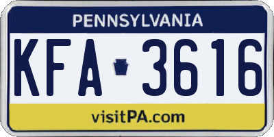 PA license plate KFA3616