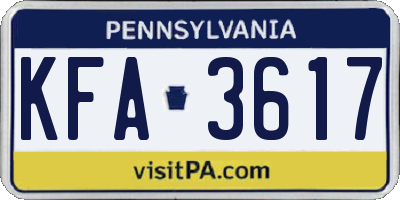 PA license plate KFA3617