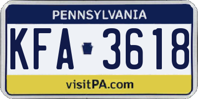 PA license plate KFA3618