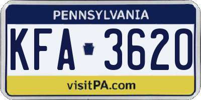 PA license plate KFA3620