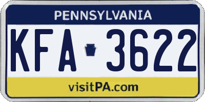 PA license plate KFA3622