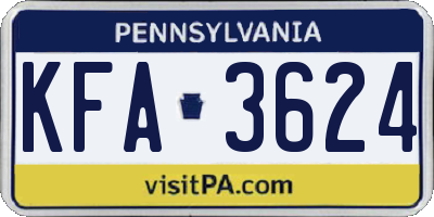 PA license plate KFA3624