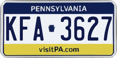 PA license plate KFA3627
