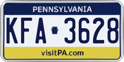 PA license plate KFA3628
