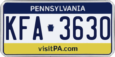 PA license plate KFA3630