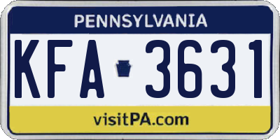 PA license plate KFA3631