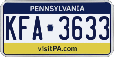 PA license plate KFA3633