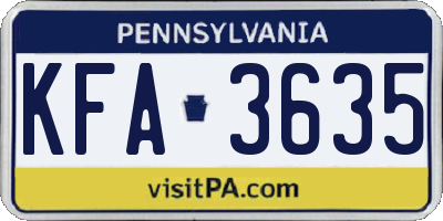 PA license plate KFA3635