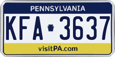 PA license plate KFA3637