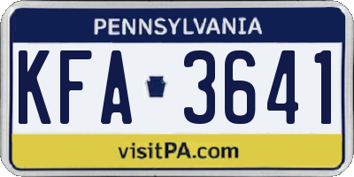 PA license plate KFA3641