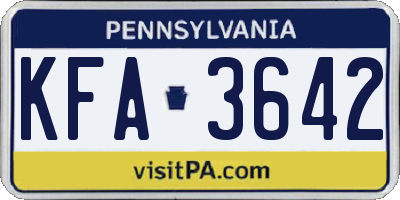 PA license plate KFA3642