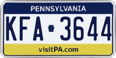 PA license plate KFA3644