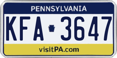 PA license plate KFA3647