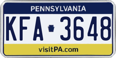 PA license plate KFA3648