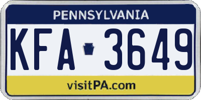 PA license plate KFA3649
