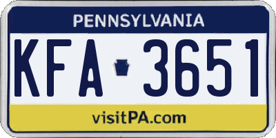 PA license plate KFA3651