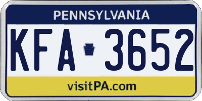 PA license plate KFA3652