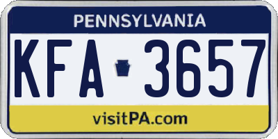 PA license plate KFA3657
