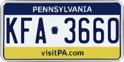PA license plate KFA3660