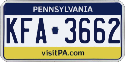 PA license plate KFA3662