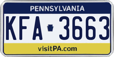 PA license plate KFA3663