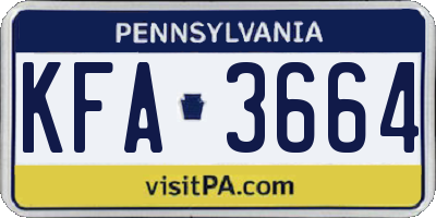 PA license plate KFA3664
