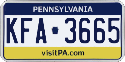 PA license plate KFA3665